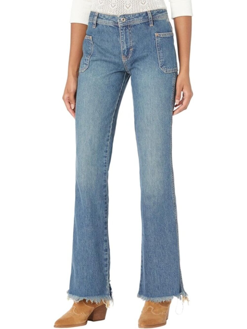 NEW Free People We The Free Izzy Jeans Flared Leg Mid Rise Denim Size 2